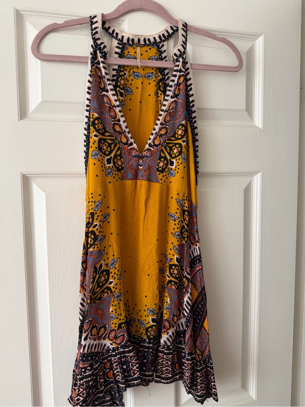 Free People Boho Festival Swing Dress Mustard Yellow Small - Picture 2 of 5